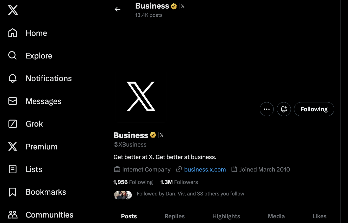 Image showing how to create an X business profile