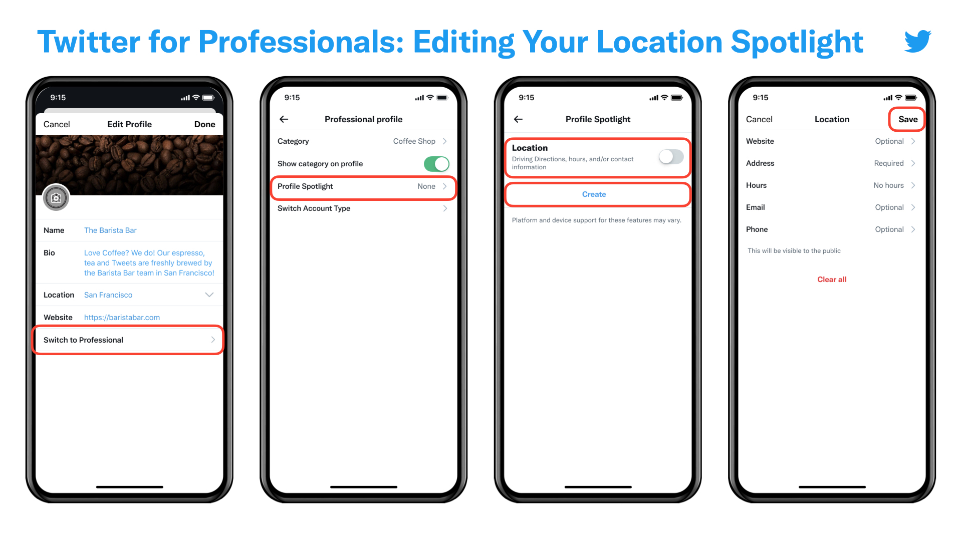 Professional Profiles settings
