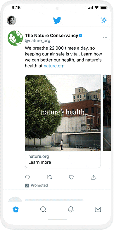 Screenshot example of Twitter carousel ad