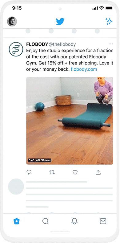 Screenshot example of Twitter video ad