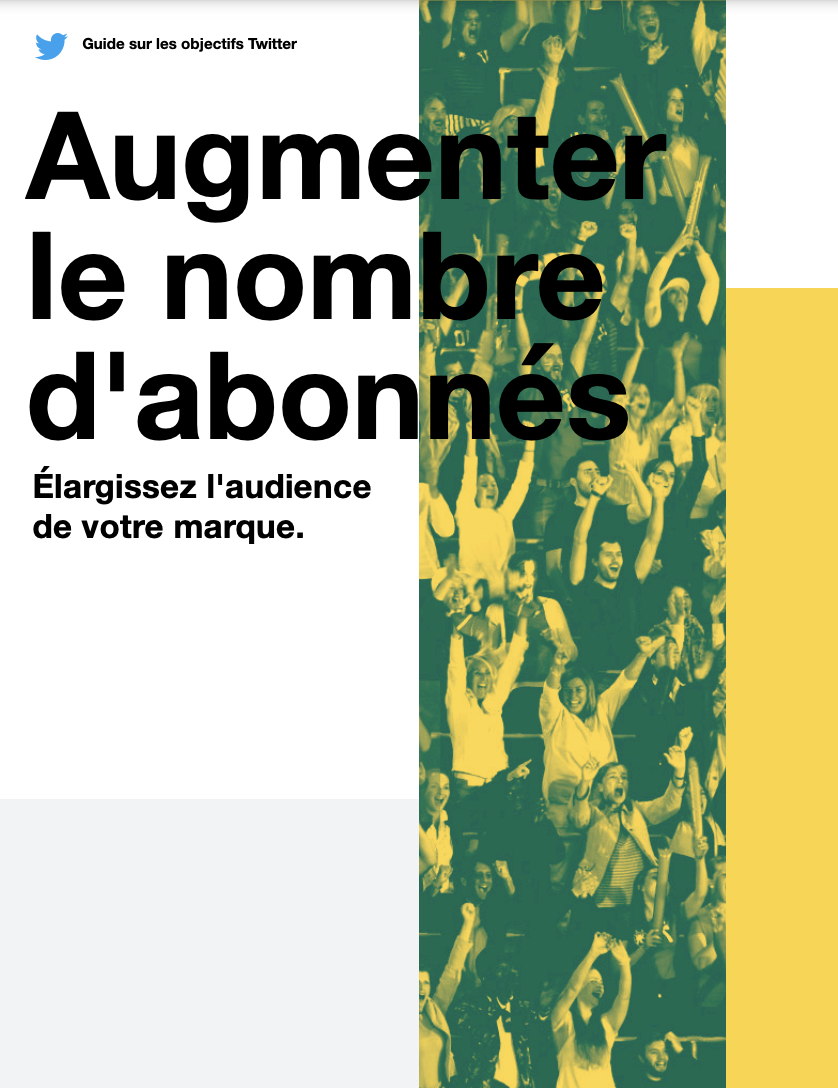 Page de couverture du guide de stratégie de Twitter intitulé Augmenter le nombre d'abonnés